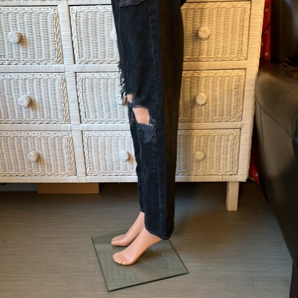 Agolde 100% Cotton high waisted baggy destructed jeans faded black wash size 24 - Picture 6 of 12